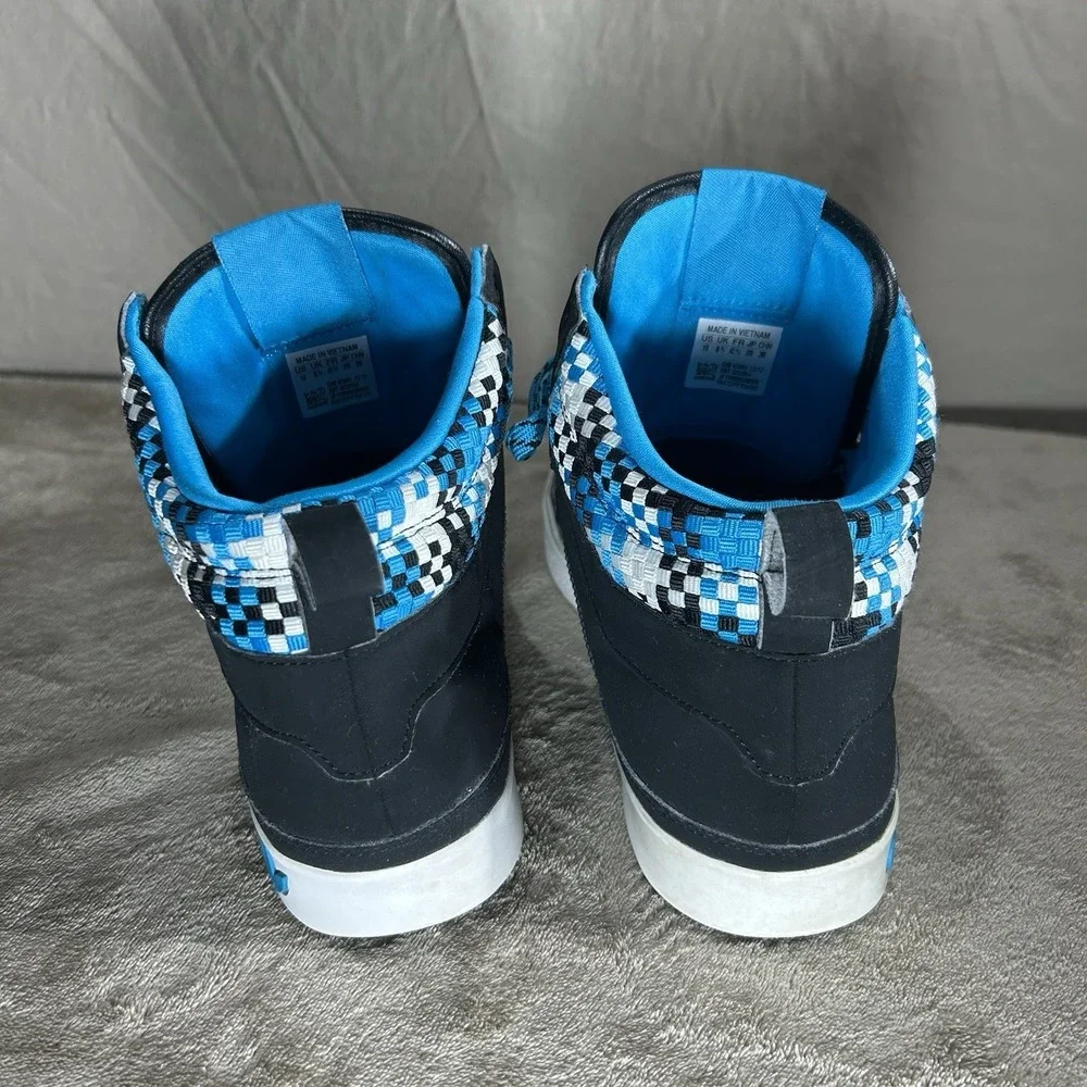Adidas Originals Black Blue Woven Checkerboard High Top Sneakers Mens Size 10